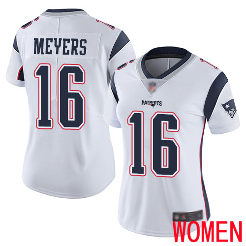 New England Patriots Football #16 Vapor Limited White Women Jakobi Meyers Road NFL Jersey->new england patriots->NFL Jersey